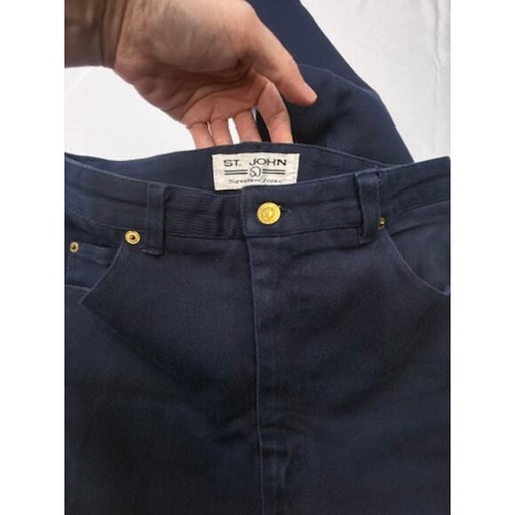 St. John Sport Signature Knit Jeans Navy Slim Leg Pants Size 8 - Picture 12 of 16